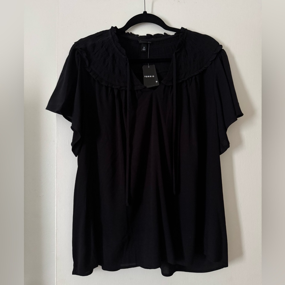 Torrid Black Flutter Sleeve Top